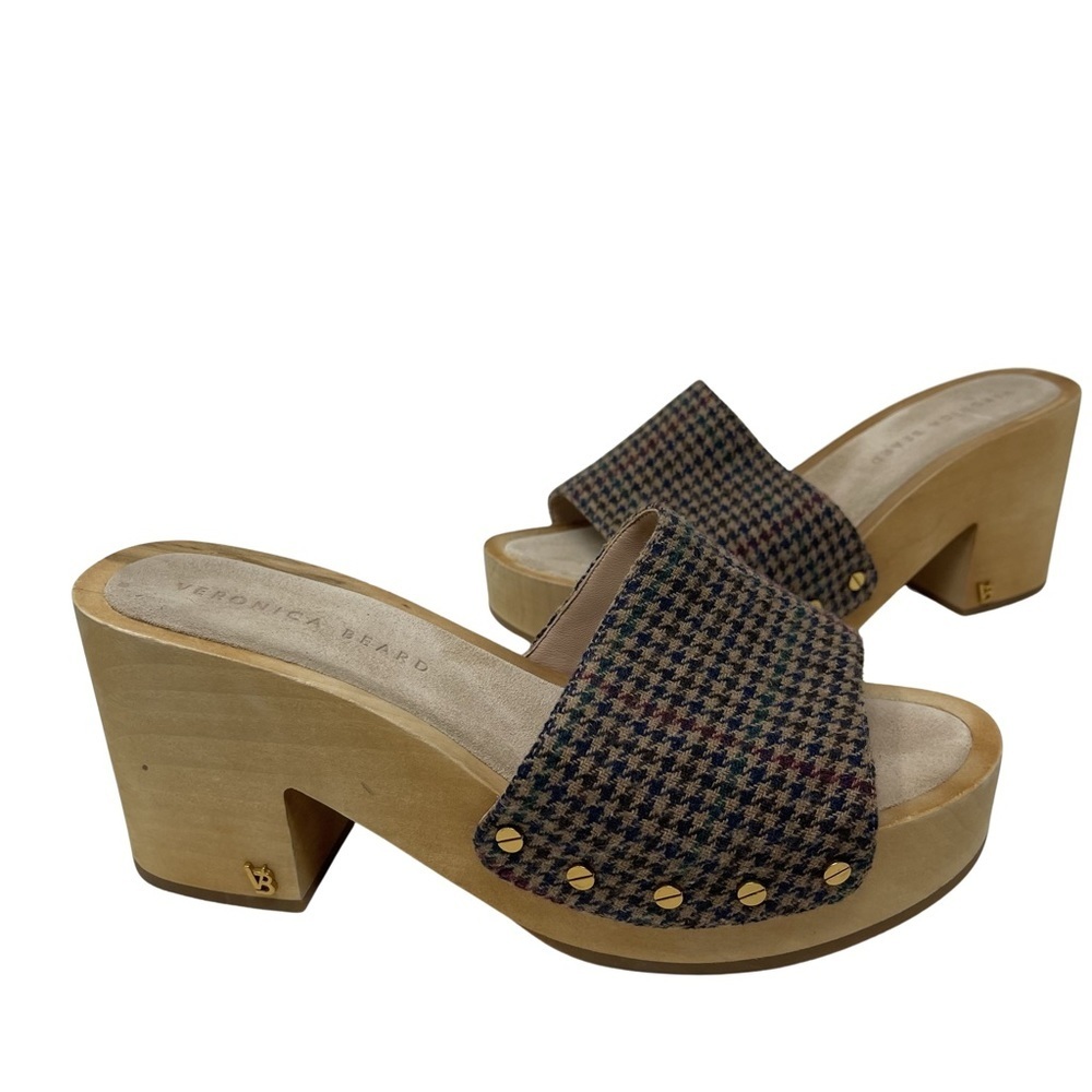 Veronica Beard Hannalee Houndstooth Platform Clogs Sz 9